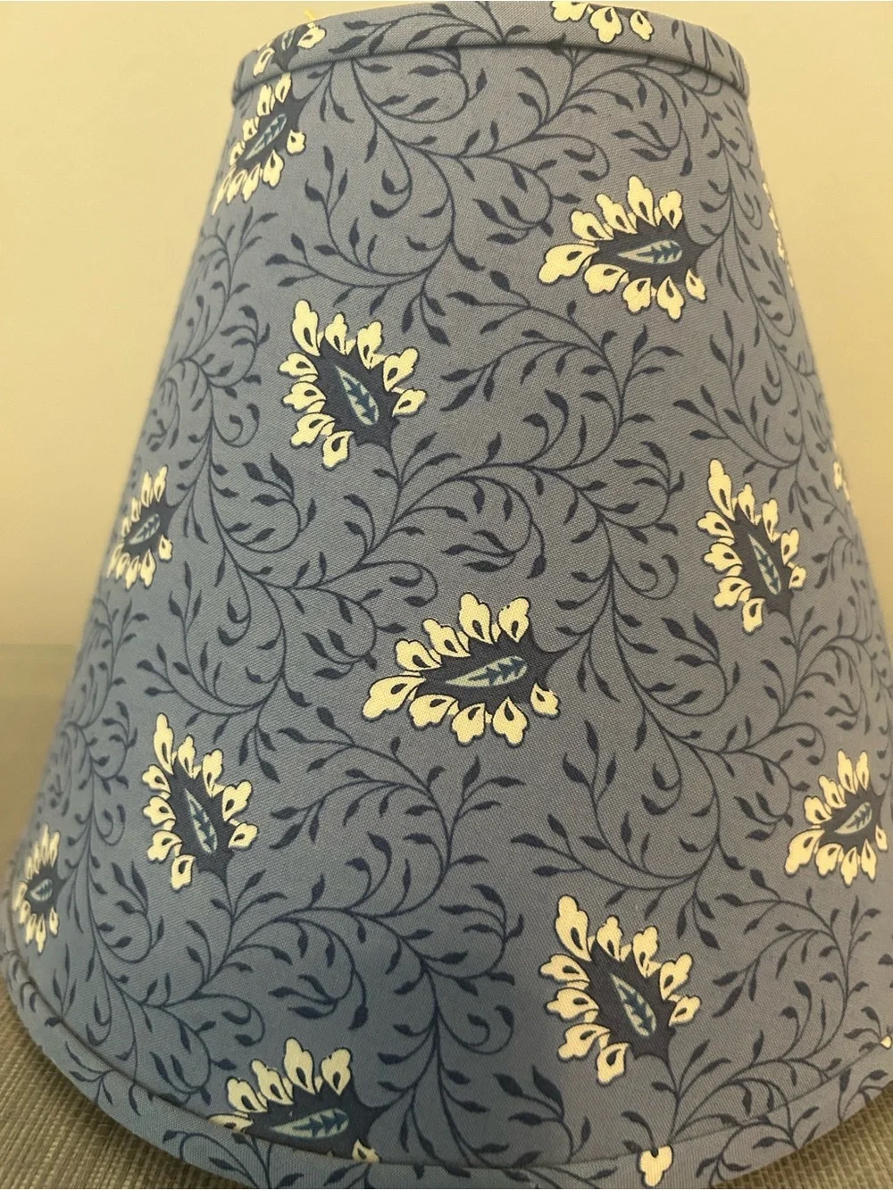 Blue French Country Fabric Clip On Lamp Shade Measures 7” Tall - New